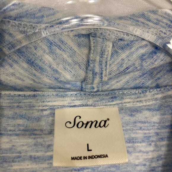 SOMA Large Slub Terry Draped Open Front Cardigan Heather Sky Blue Comfy - Picture 5 of 12